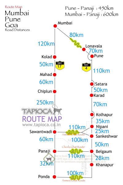 Two routes to Mumbai to Goa