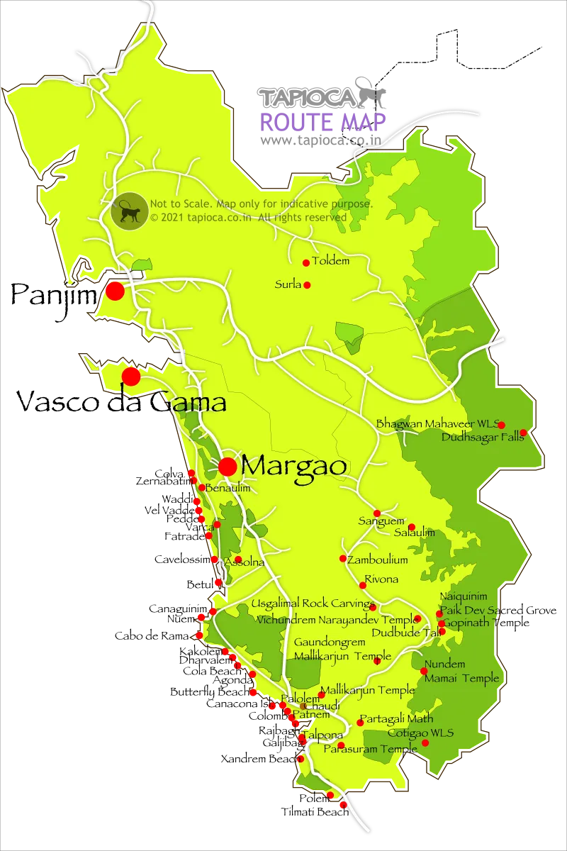 South Goa Attractions Map