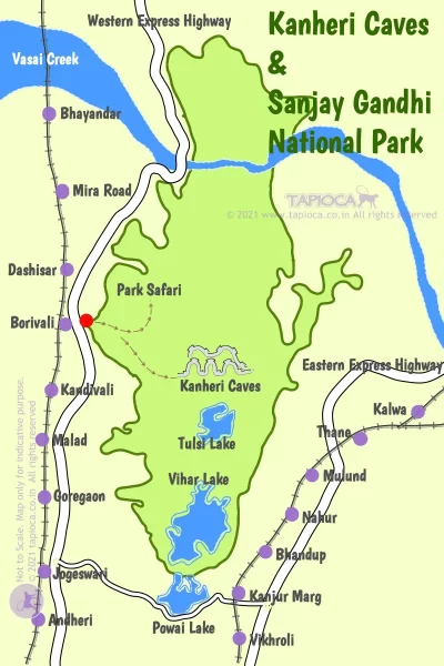Train and Road routes for Kanheri Caves and Sanjay Gandhi National Park