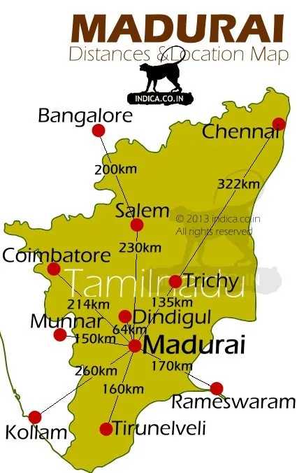 Distances to Madurai