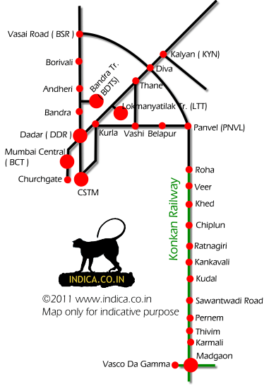 Mumbai to Goa route map