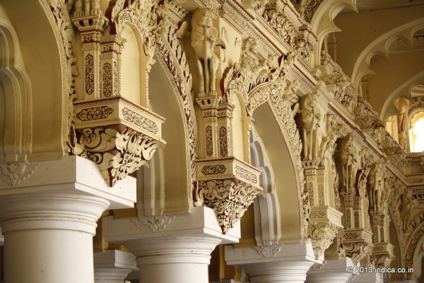 Stucco work inside Thirumalai Nayakar Mahal