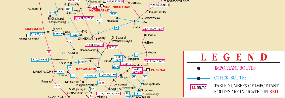 Using Trains at a Glance. If you are not very sure of the train number , name or station name , use this method. TAG is provided with two maps . The first one is a schematic route map ( folded somewhere in the middle of the guide ) and the second one is a large Indian Railways network map.