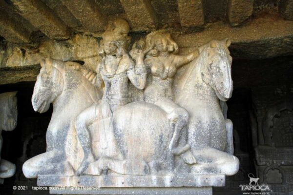 Art on the pillar capital at the Chaitya hall