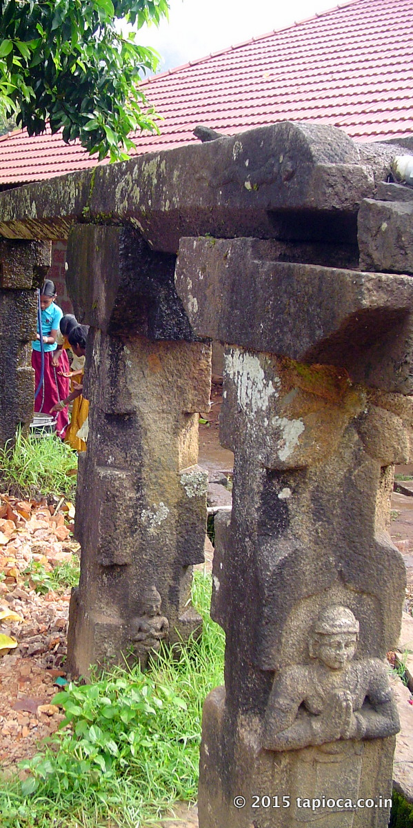 The ancient aqueduct that brings water from the forest to the temple at Thirunelli.  