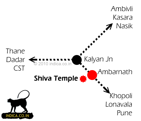 Ambarnath Route map from Mumbai and Kalyan 