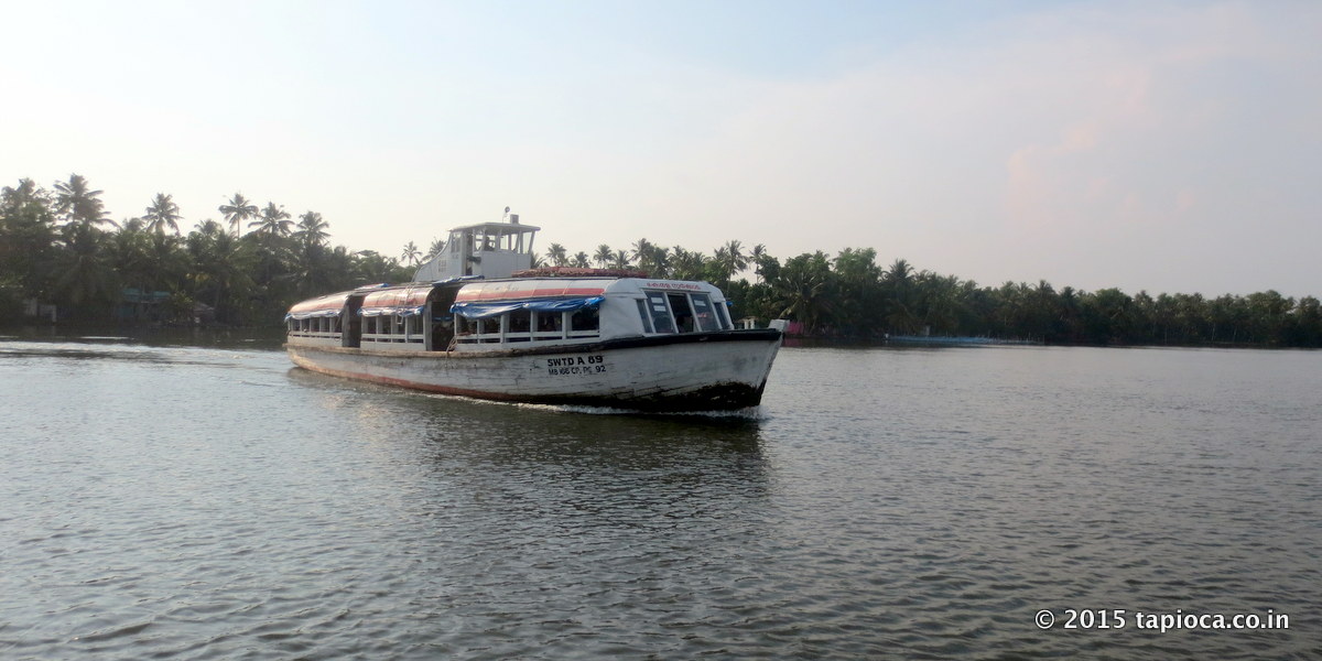 Boat service in Vembanad lake between Thunakadavu and Vaikom town. 