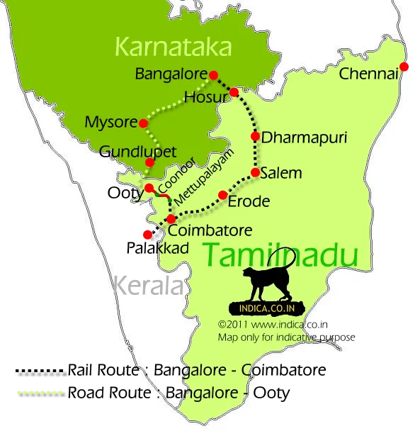 Bangalore to Ooty route map Bangalore to Ooty route map