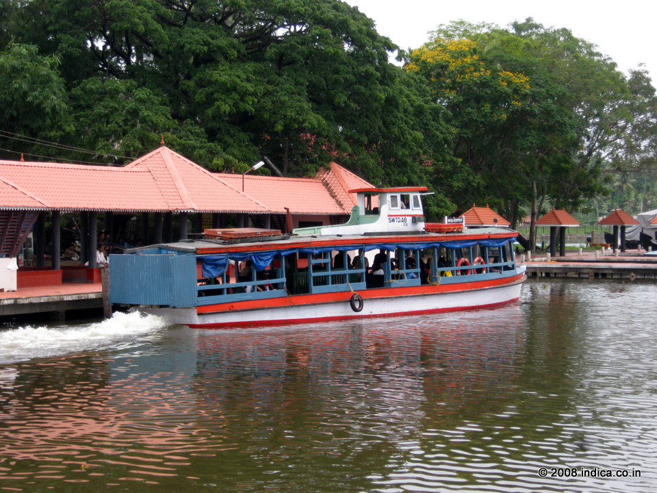 Boat service at Kollam , a popular means of the backwater district.