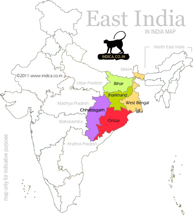 Map of the east Indian states.