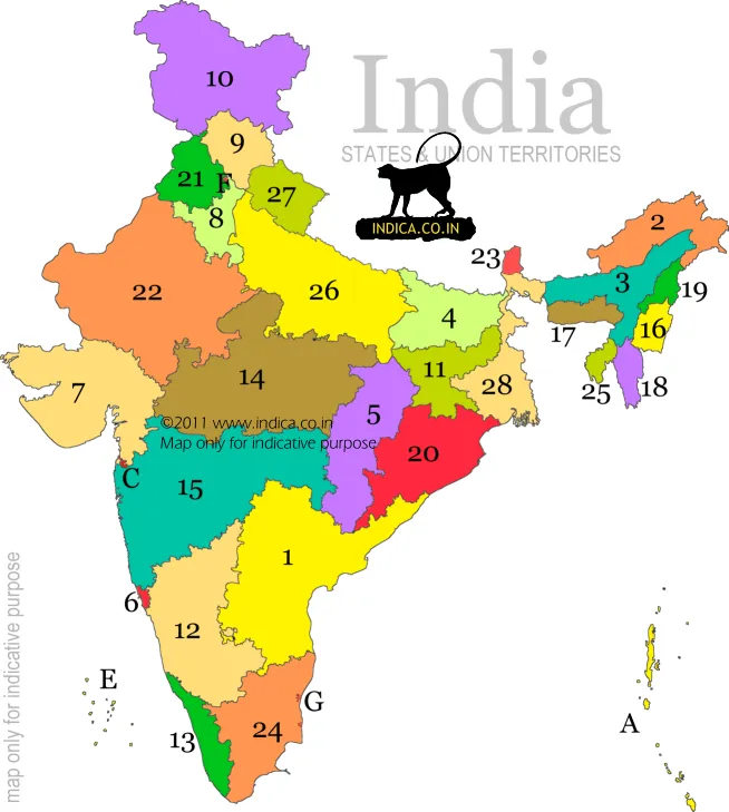 Indian states and Union territories.