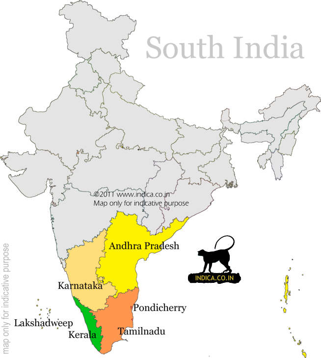 Map of South Indian states