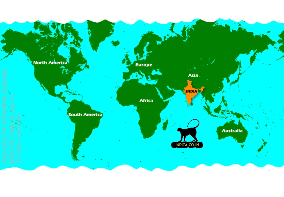 Location of India on world map