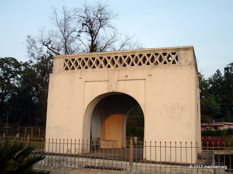 The brick and mortar built pavilion once used by the kings of Coorg to watch the sunset at Madikeri.