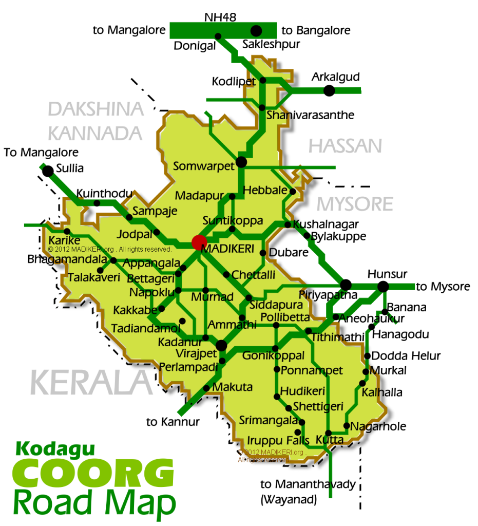 Road map for Coorg Road map for Coorg