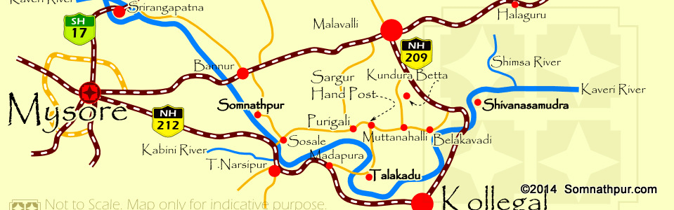 The two routes to Somnathpur from Mysore