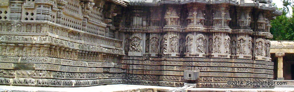 The bottom most of the friezes is a sequence of elephants, numbering many hundreds and each unique in posture. 