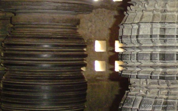 Pillars inside the temple.