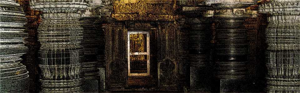 Pillars inside the Chennkeshava temple at Somnathpur