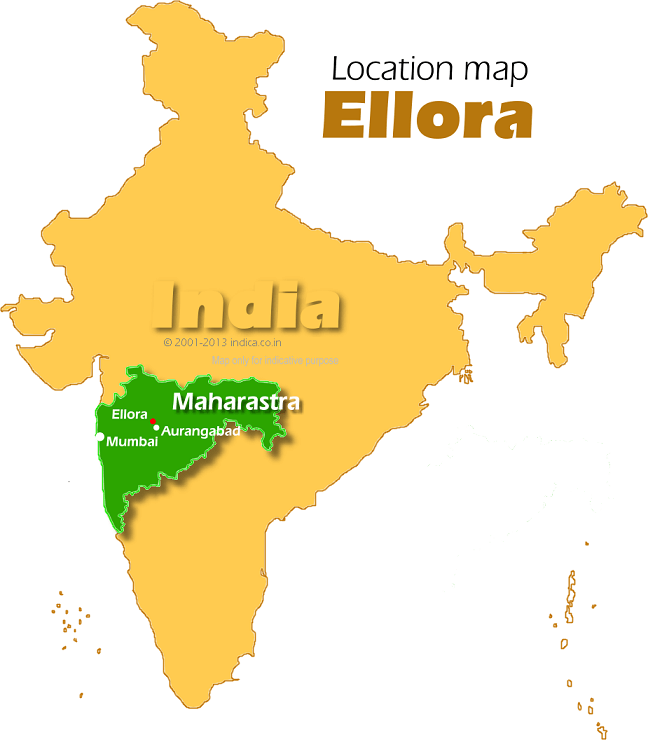 Location of Ellora Caves in Maharastra