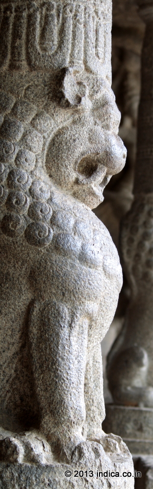 Lion pillars, a feature of the Pallava archetecture