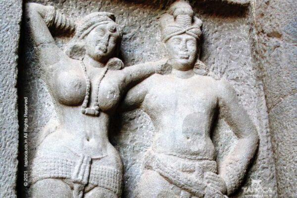 contributed to the execution of the caves. You can see many such figures, mostly couples , carved on the vestibule wall of the main Chaitya Hall.