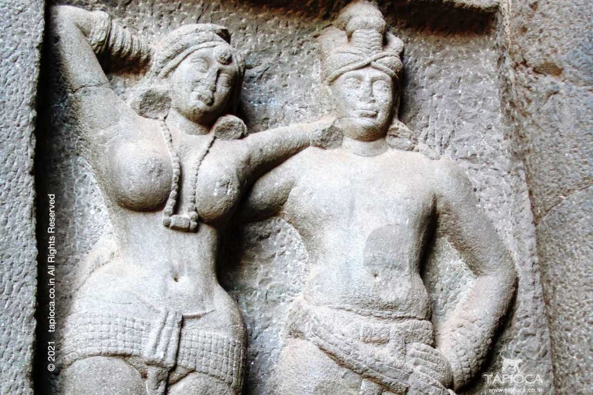 Donors, probably rich & devoted merchants, who contributed to the execution of the caves. You can see many such figures, mostly couples , carved on the vestibule wall of the main Chaitya Hall.