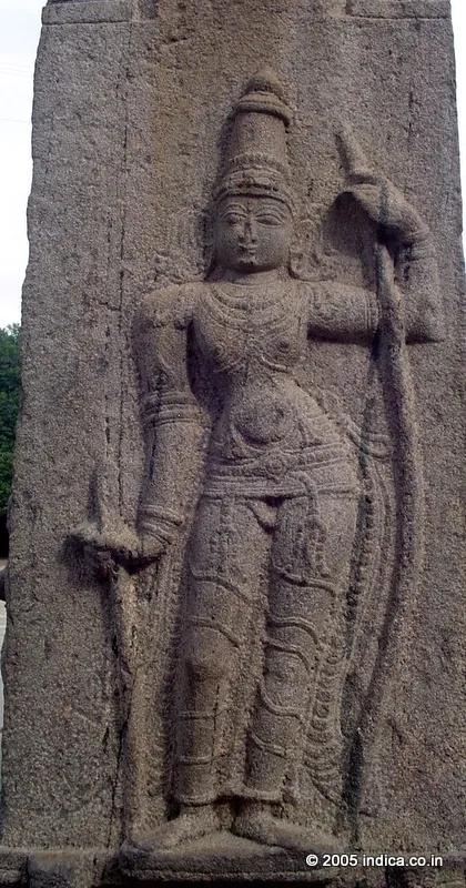 Nymph image from the 100 Pillar Mantapam in Varadharaja Perumal temple, kanchipuram. Note the birds pecking in the creeper she is holding.