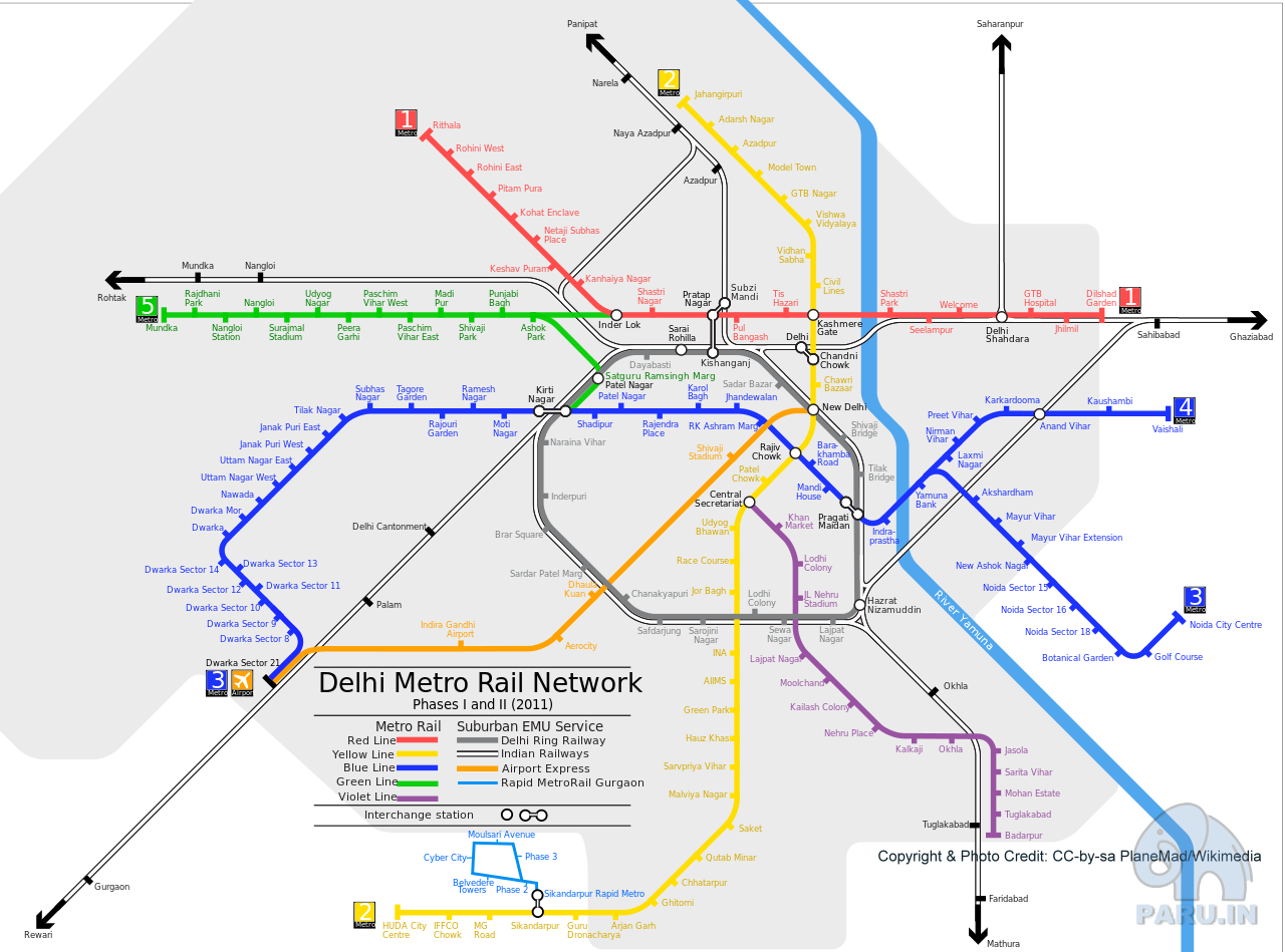 The  rapid transit system (Delhi Metro Rail) serving Delhi and its other cities in the National Capital Region.