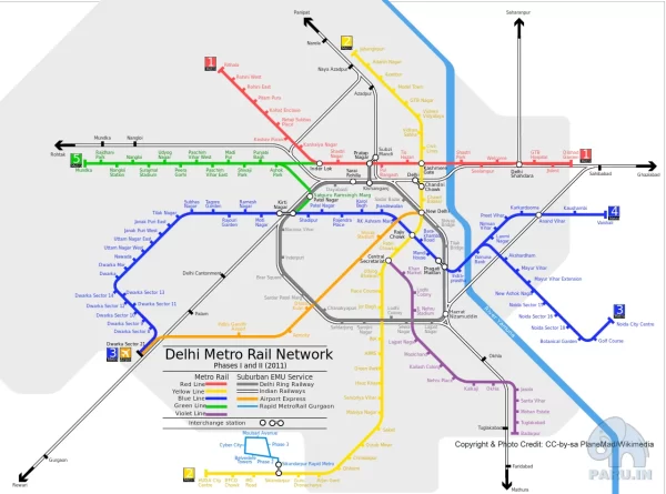 The rapid transit system (Delhi Metro Rail) serving Delhi and its other cities in the National Capital Region.
