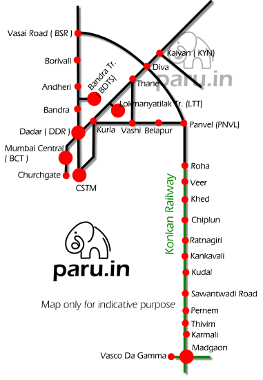 Mumbai to Goa railway route map