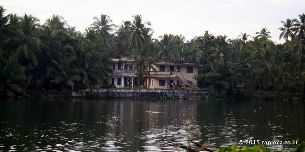 Houses on the banks of Backwaters in Kerala.