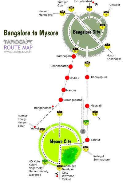 Bangalore to Mysore Route Map