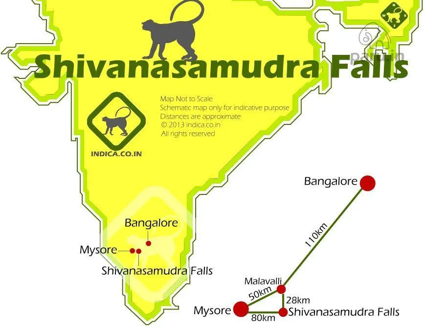 Bangalore to Shivanasamudra route map and distances
