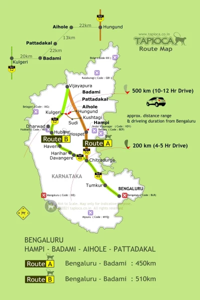 Bangalore to Badami route map