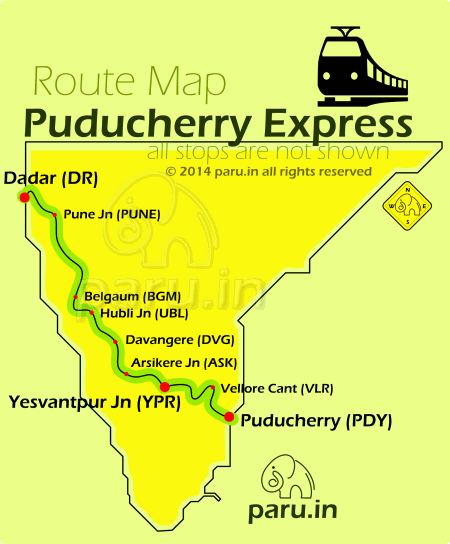 Puduchery Express Route Map