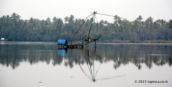 Chinese fishing net in Cherai Backwaters