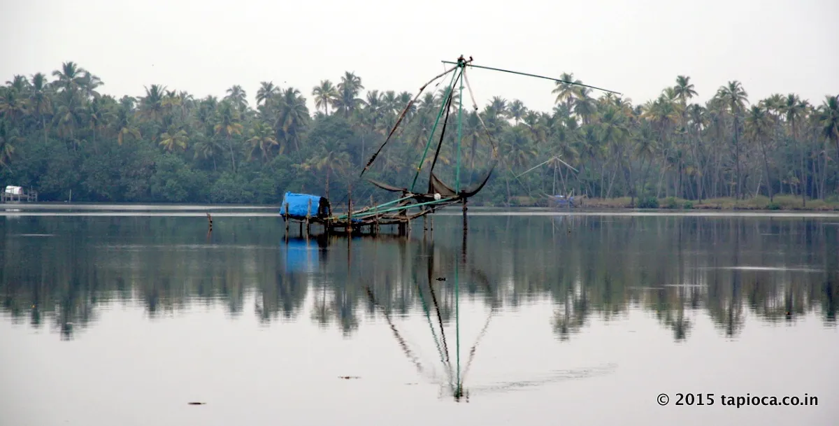 Chinese fishing net in Cherai Backwaters 