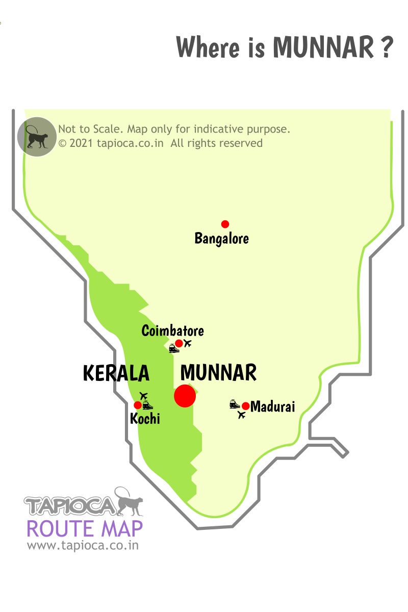 Location of Munnar in South India