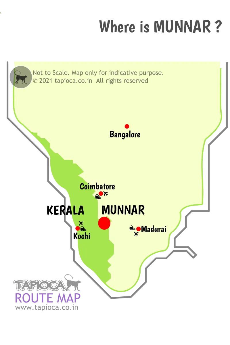 Location of Munnar in South India