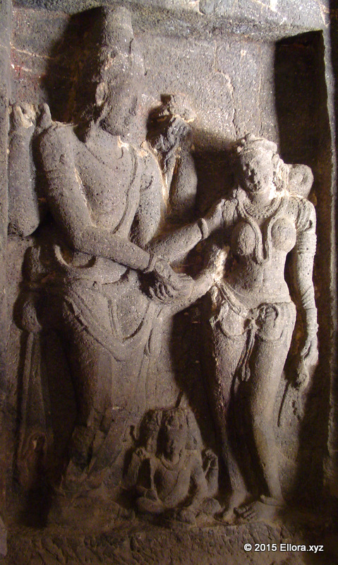 Shiva and Parvati Mural at Ellora Caves