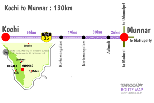 Ernakulam town. NH85 connects Munnar with Ernakulam.