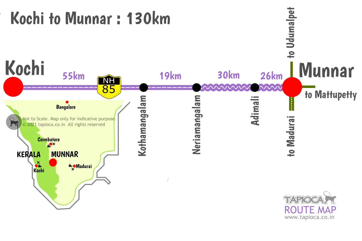 Ernakulam town. NH49 connects Munnar with Ernakulam.
