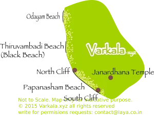 Beaches of Varkala. You can walk from the the southern beach to northen beach in about 20 minutes.