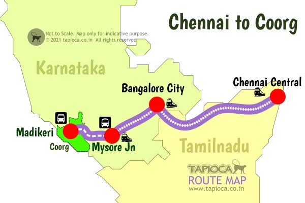 Chennai to Mysore by Train. Mysore to Coorg by road