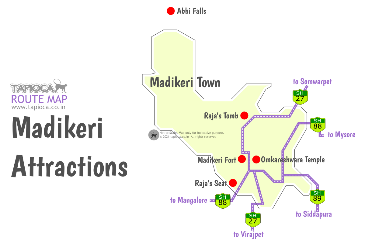 madikeri tourist places map with distance