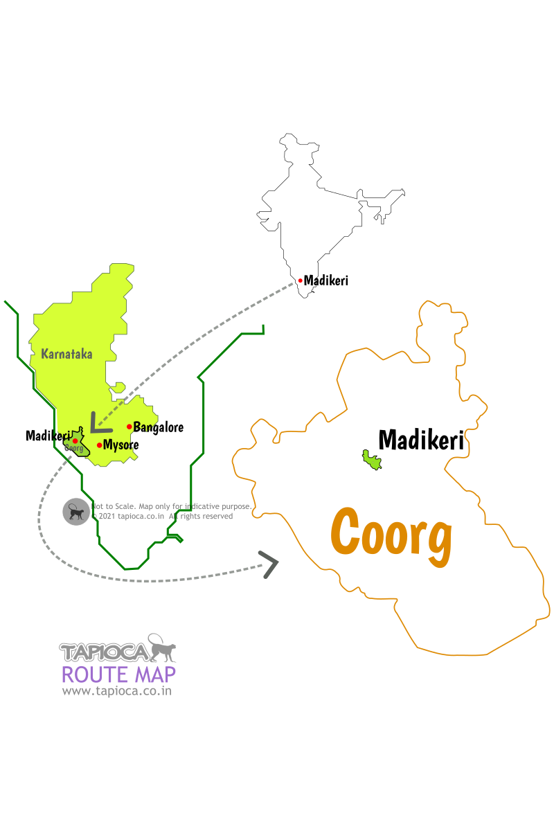 Location of Madikeri and Coorg in Karnataka