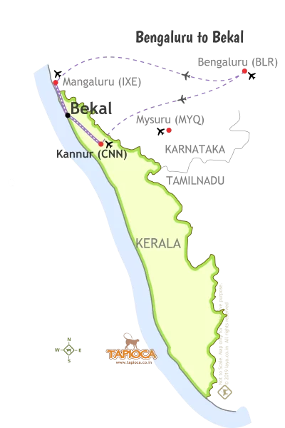 Bangalore to Bekal by Flights & Airports