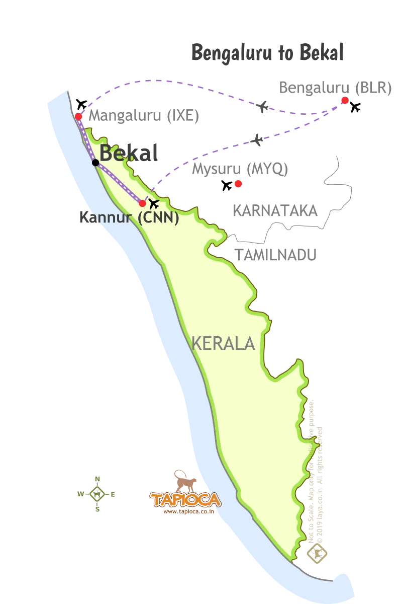 Bangalore to Bekal by Flights & Airports
