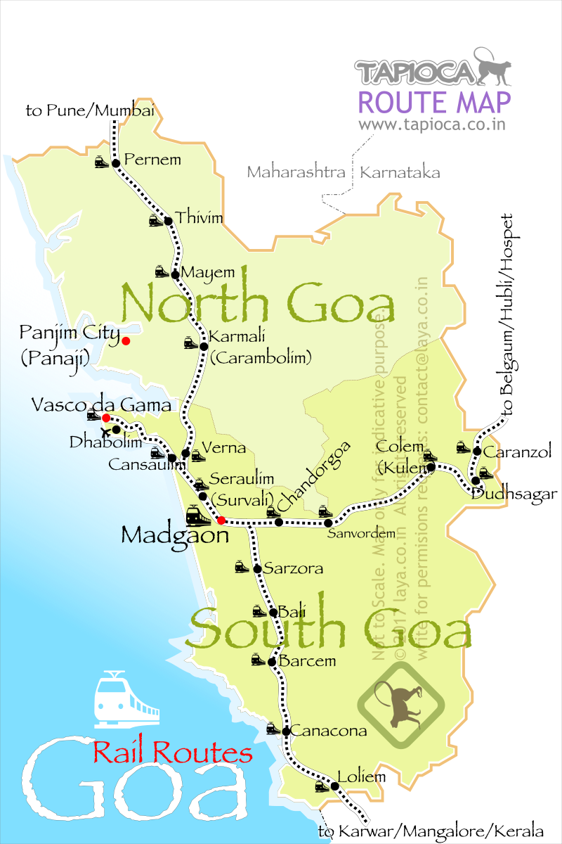Madgaon and Vasco da Gama are the major two railway stations for Goa. 
